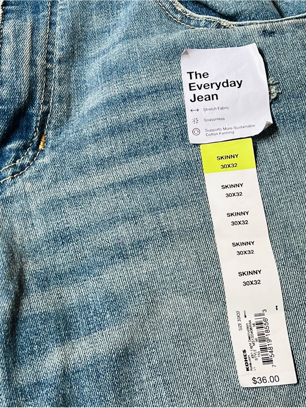 Sonoma “Everyday Jeans” Discontinued y2k Skinny Fit Light Wash Distressed; 30x32 - Picture 8 of 9
